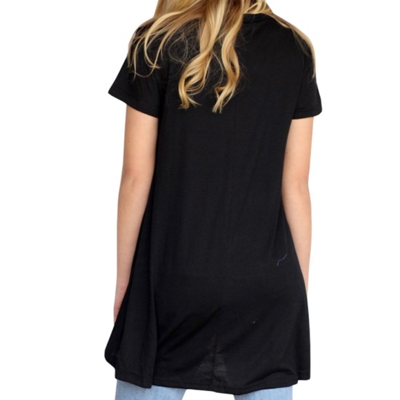 NWT BEAUTIFUL TUNIC-TOP SHORT SLEEVES , BLACK - Picture 3 of 6